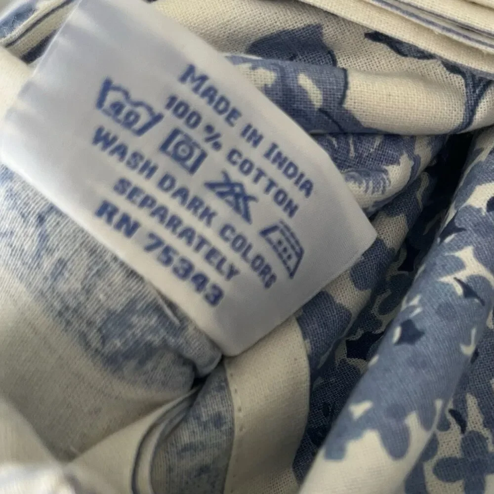 April Cornell Eden Floral 60x60 Tablecloth Blue seats 4-6 Cotton Cottage